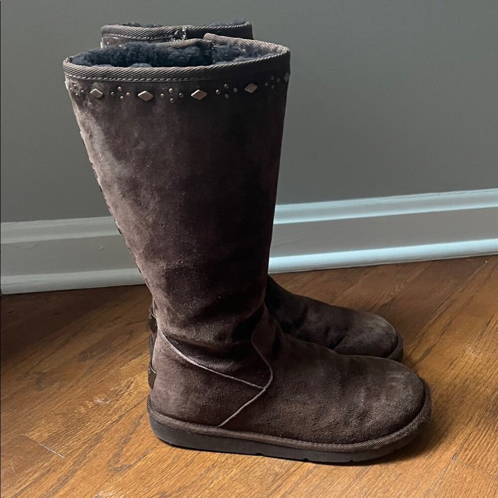 UGG Australia Joplin Studded Zip Up Boots Dark Brown Sz 7